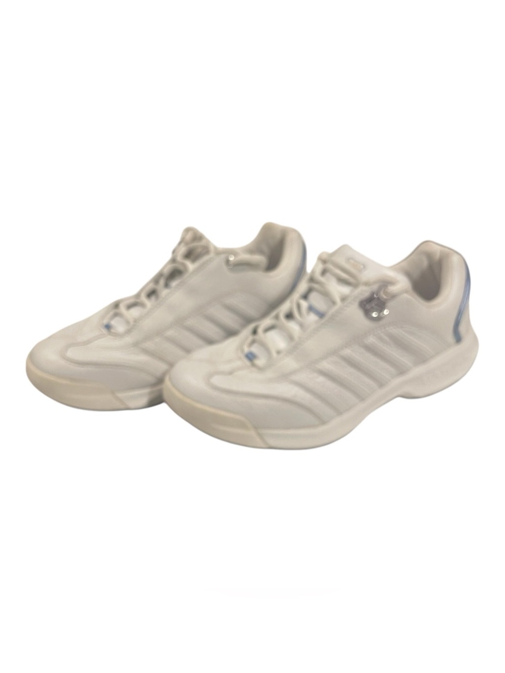Vtg K Swiss Stripe Shifter Sneakers White Leather Blue Accents Women’s 8.5 Shoes